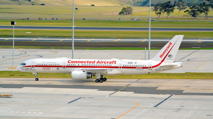 Honeywell Boeing 757 N757HW at Melbourne Airport on July 24 2017. (Brian Wilkes)