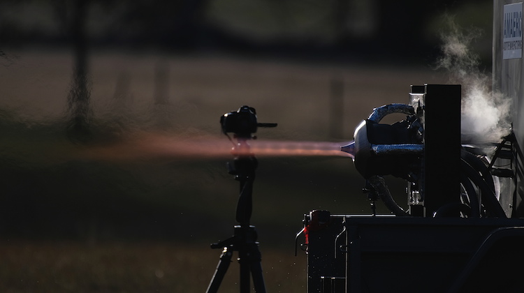 A file image of a test firing of the 3D printed rocket engine. (Monash University)