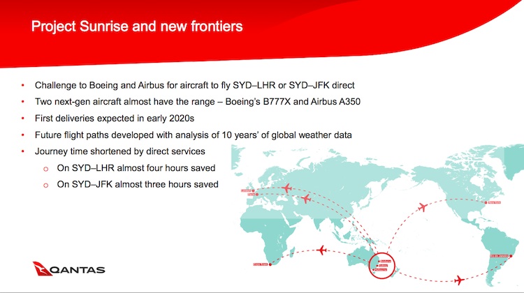 Potential routes for Qantas's Project Sunrise. (Qantas)