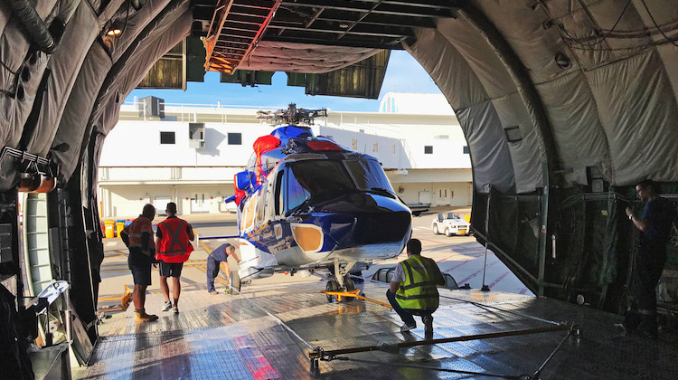 A Babcock Australasia Airbus Helicopters H175 being unloaded at Darwin Airport. (Babcock Australasia)