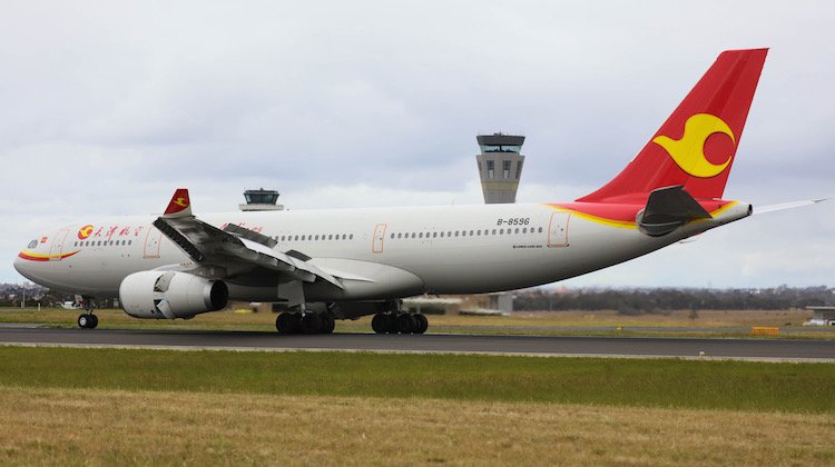 Tianjin Airlines Airbus A330-200 B-8596 arrives at Melbourne. (Victor Pody)