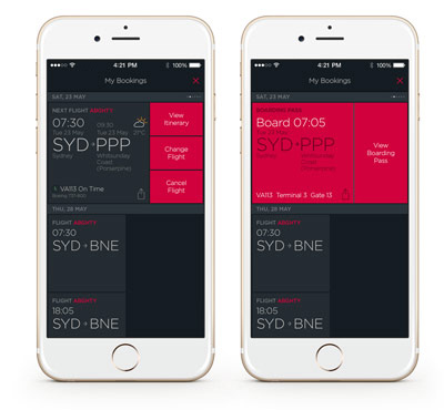 A December 2017 file image of Virgin Australia's mobile app. (Virgin Australia)