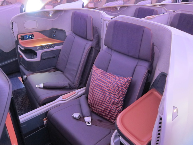 Singapore Airlines new business class on board Airbus A380 9V-SKU. (Jordan Chong)