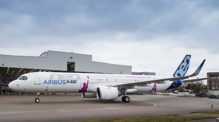 The rollout of Airbus A321neo Airbus Cabin Flex variant in Hamburg, Germany. (Airbus)