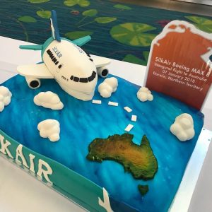 Celebrations at the gate for Silkair's first Boeing 737 MAX 8 flights to Darwin. (Darwin Airport/Twitter)