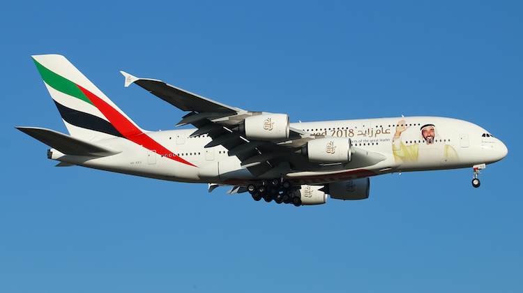Emirates A380 A6-EEU at Perth Airport on January 9. (Dylan Thomas)