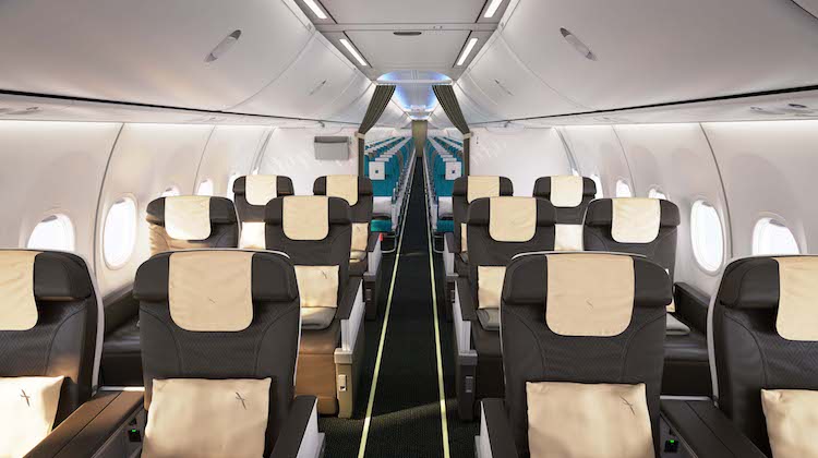 A file image of Silkair's Boeing 737 MAX 8 business class cabin. (Silkair)