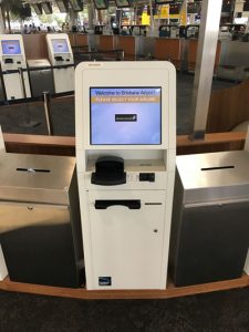 A closer look at the self-service checkin kiosk at Brisbane Airport's international terminal. (SITA)
