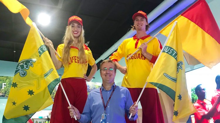 Stilt walkers at Gold Coast Airport. (Gold Coast Airport)