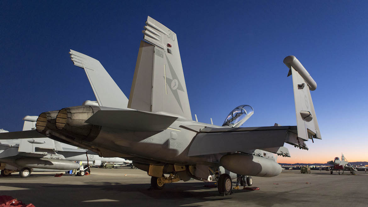 An EA-18G Growler on the tarmac at Nellis Air Force Base, Nevada during Exercise Red Flag 18-1. (Defence)