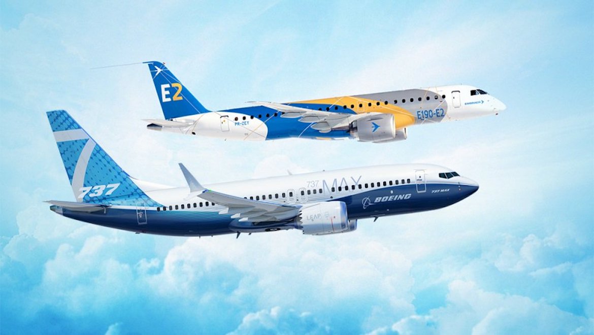 An artist's impression on Boeing and Embraer aircraft side by side. (Embraer/Twitter)