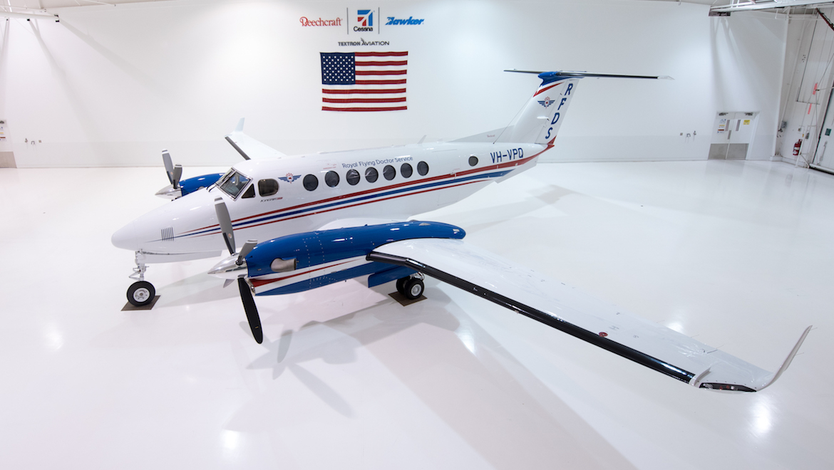 The RFDS's first King Air VH-VPQ at Textron Aviation's facility in the United States. (RFDS)
