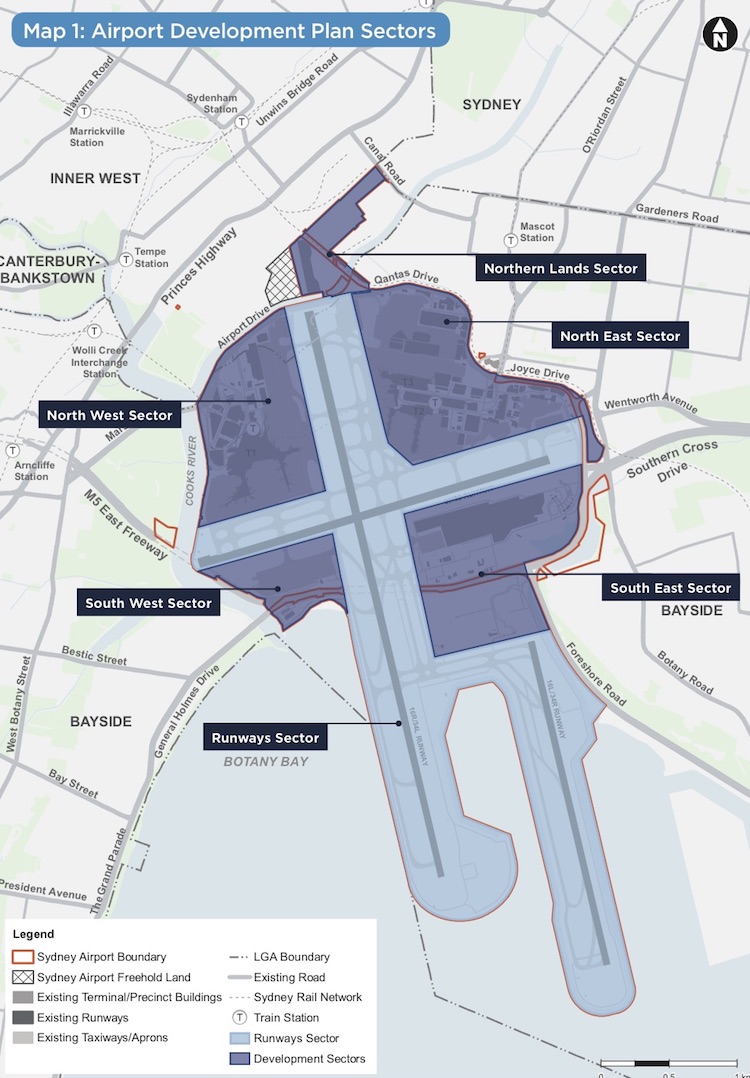 A map of Sydney Airport from its 2039 draft master plan. (Sydney Airport)