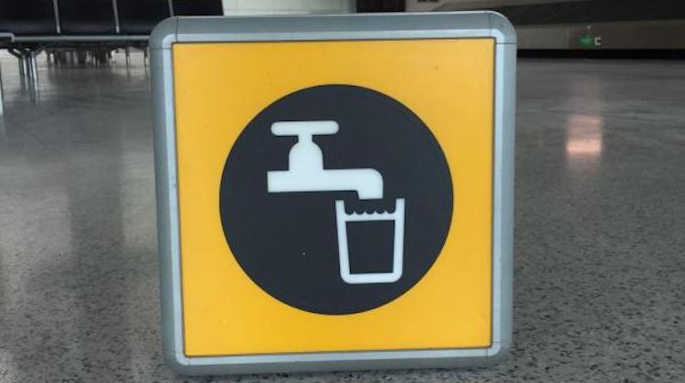 London Heathrow Terminal 1 drinking fountain sign. (CA Global Partners)