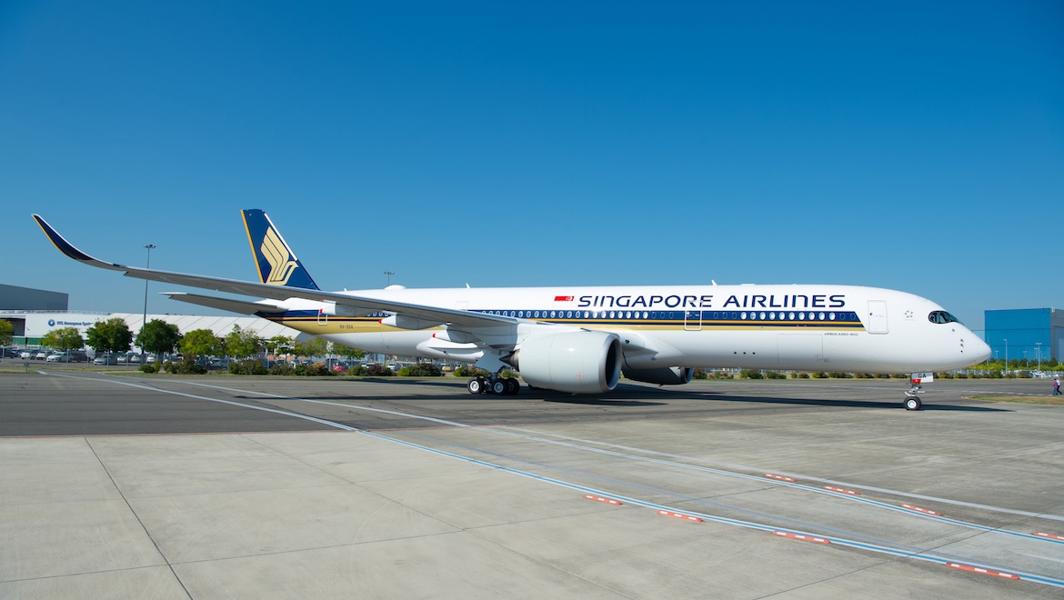 Singapore Airlines' first Airbus A350-900ULR at Toulouse. (Airbus)