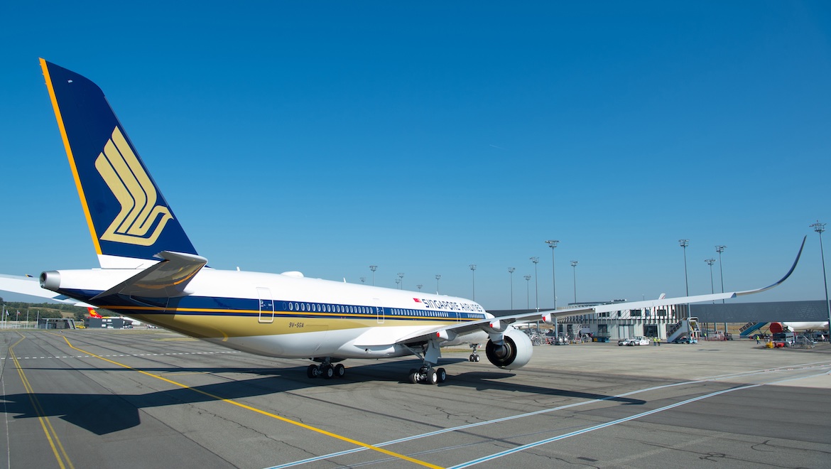 Singapore Airlines' first Airbus A350-900ULR at Toulouse. (Airbus)