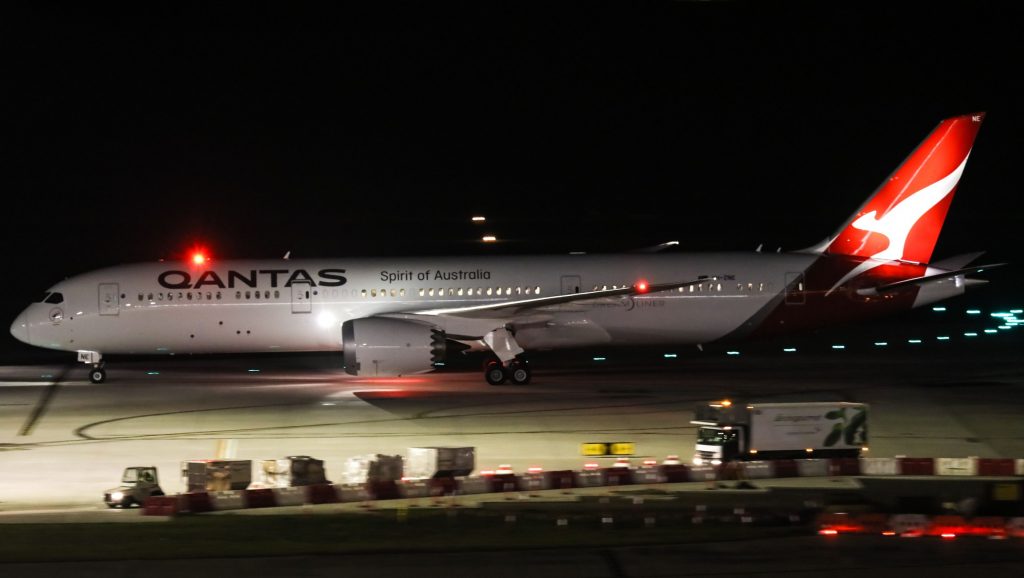 Alex Passerini was part of the delivery crew of Qantas's 787-9 VH-ZNE Skippy. (Victor Pody)