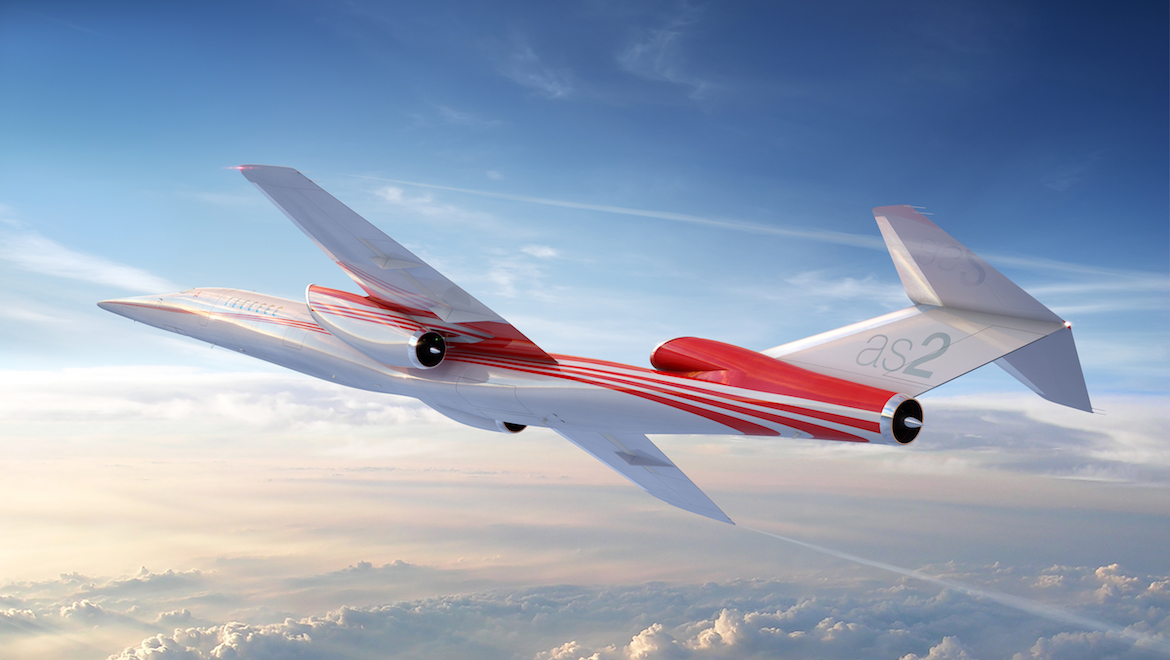 The Aerion AS2 business jet will seat eight with a ‘boomless’ cruise speed of Mach 1.1. (Aerion)