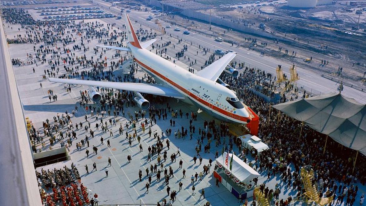 The rollout of the first Boeing 747 at Everett. (Boeing)