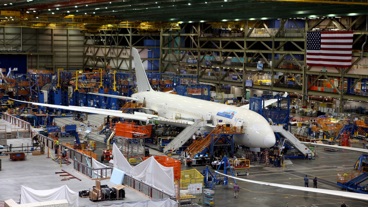 A 2013 image of the first Jetstar Boeing 787-8 in final assembly. (Jetstar)