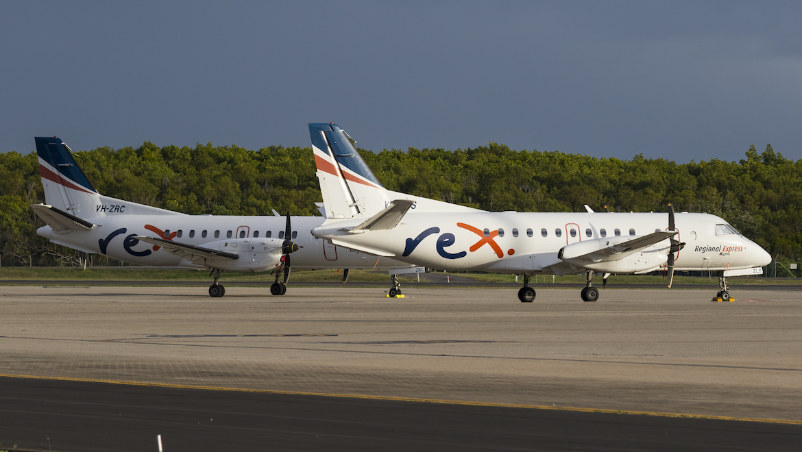 Regional Express Saab 340B aircraft at Cairns. (Seth Jaworski)