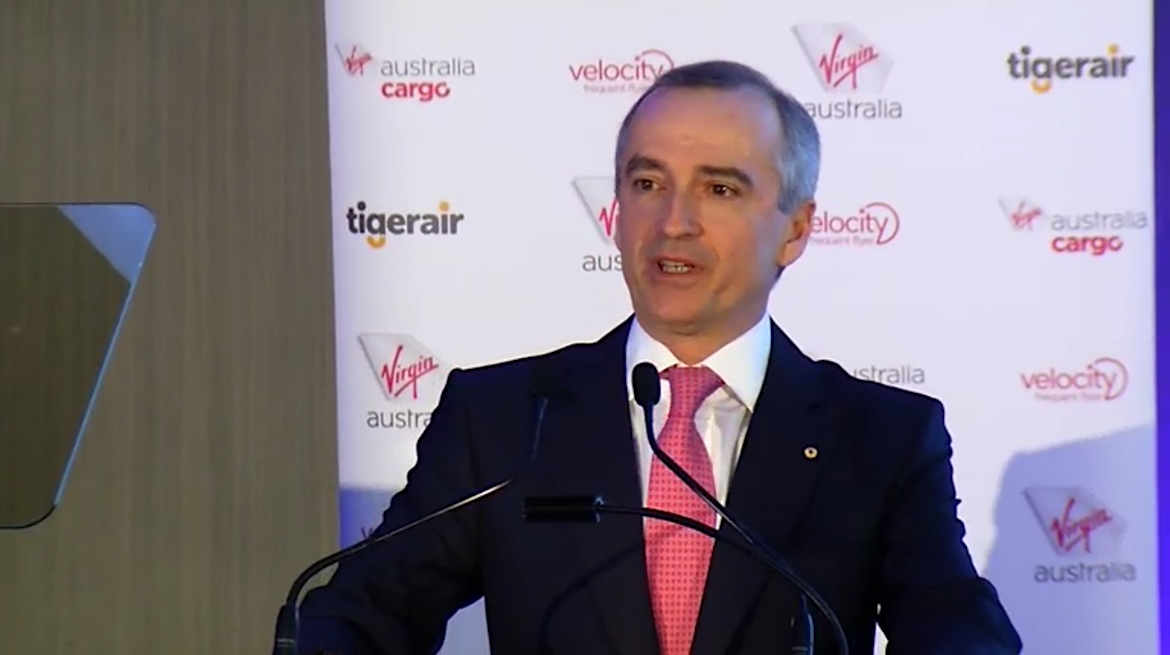 Virgin Australia chief executive John Borghetti at the company's annual general meeting. (Virgin Australia)