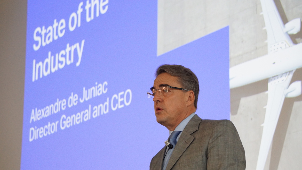International Air Transport Association (IATA) director general and chief executive Alexandre de Juniac at the 2018 IATA global media day. (IATA)