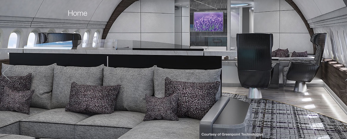 The living room concept for the BBJ 777-X. (Boeing/Greenpoint Technologies)