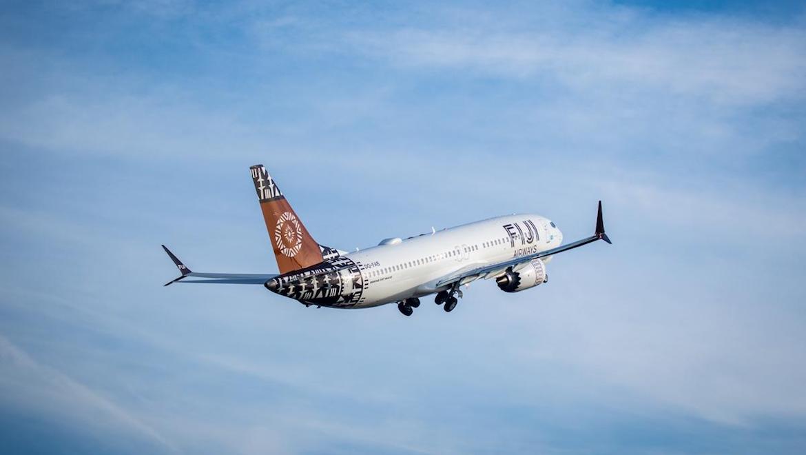 Fiji Airways is one of two foreign airlines that fly the Boeing 737 MAX 8 into and out of Australia. (Boeing/Twitter)