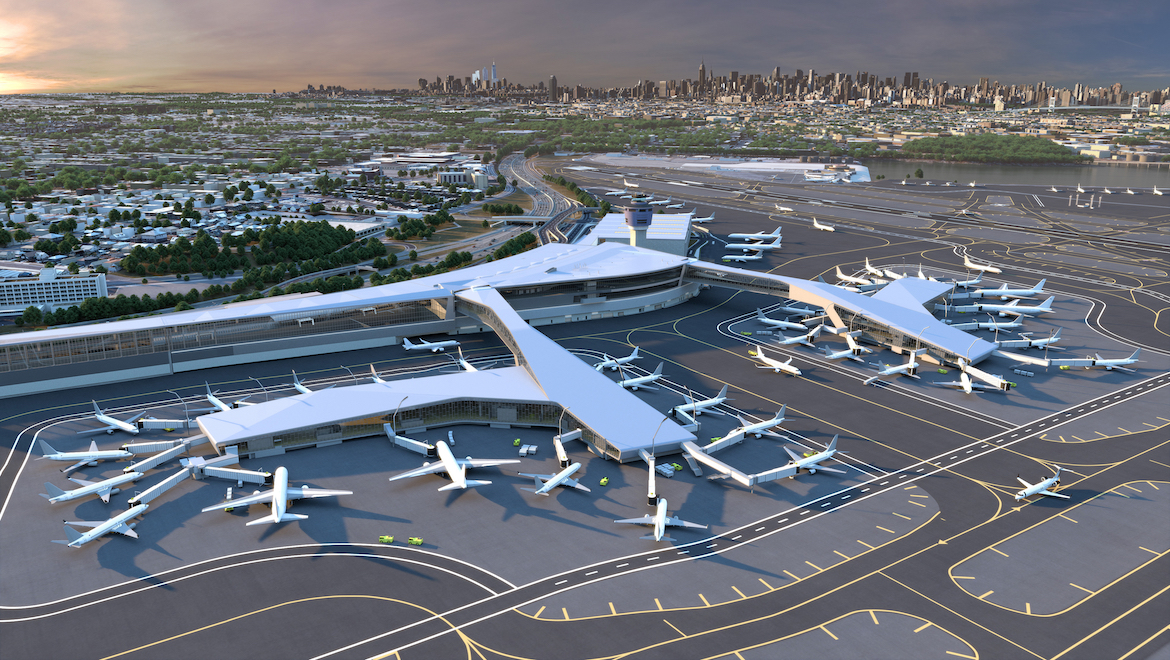 An artist’s concept of the new Terminal B at New York LaGuardia Airport. (La Guardia Gateway Partners)