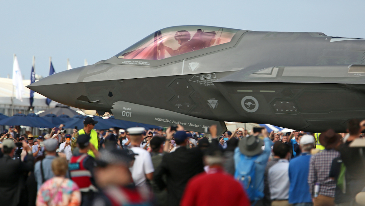 Crowds gather to check out the F-35A at Avalon 2017. (Paul Sadler)