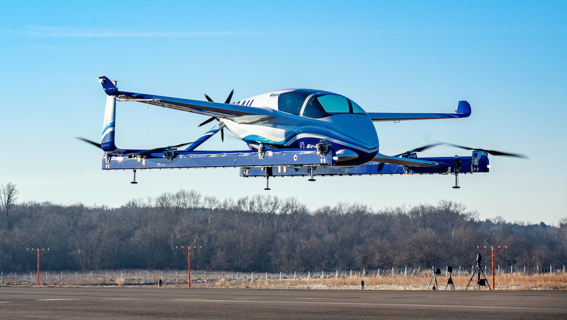Boeing's electric autonomous passenger air vehicle has commenced flight tests. (Boeing)