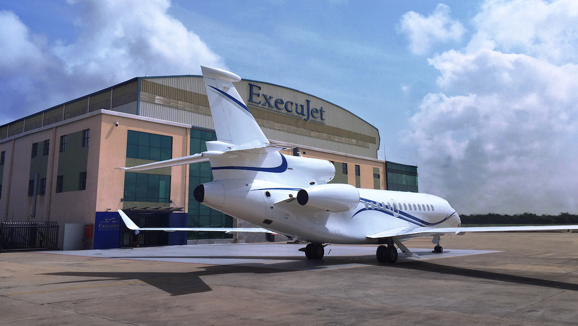 A supplied image of an Execujet maintenance hangar. (Dassault)