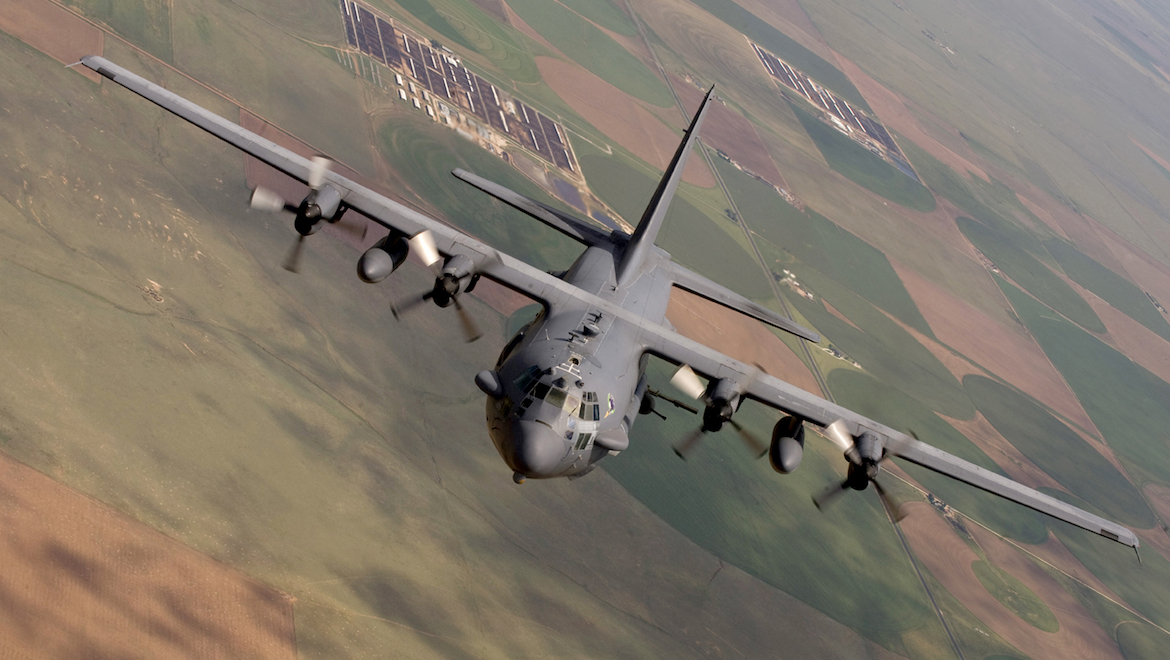 An AC-130 Spectre from the 16th Special Operations Squadron flies a training mission Aug. 11, 2010, at Cannon Air Force Base, N. M. (US Air Force)