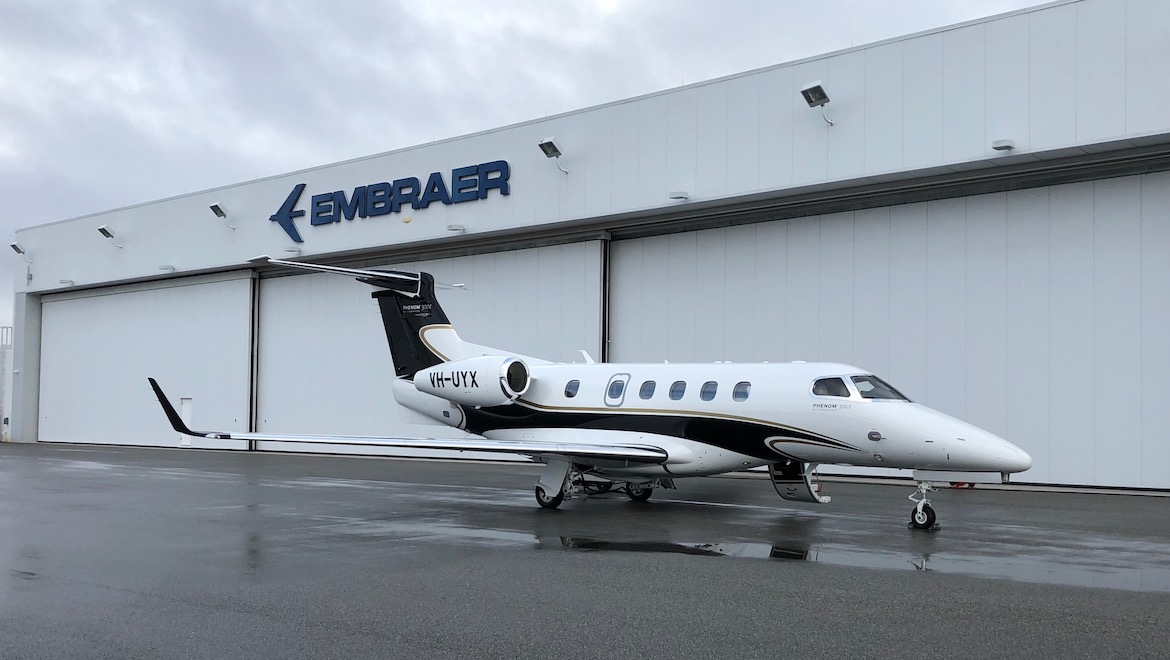 A supplied picture of Embraer Phenom 300E VH-UYX. (Embraer)