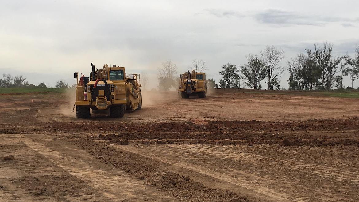 Earthmovers at Badgerys Creek for the building of Western Sydney Airport. (WSA Co)