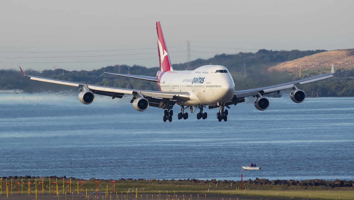 A file image from 2015 of Qantas Boeing 747-400 VH-OJS landing at Sydney Airport. (Seth Jaworski)
