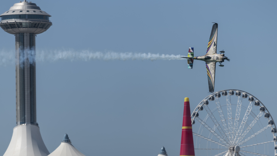 Matt Hall during a training session at the first round of the Red Bull Air Race World Championship at Abu Dhabi. (Red Bull Content Pool)