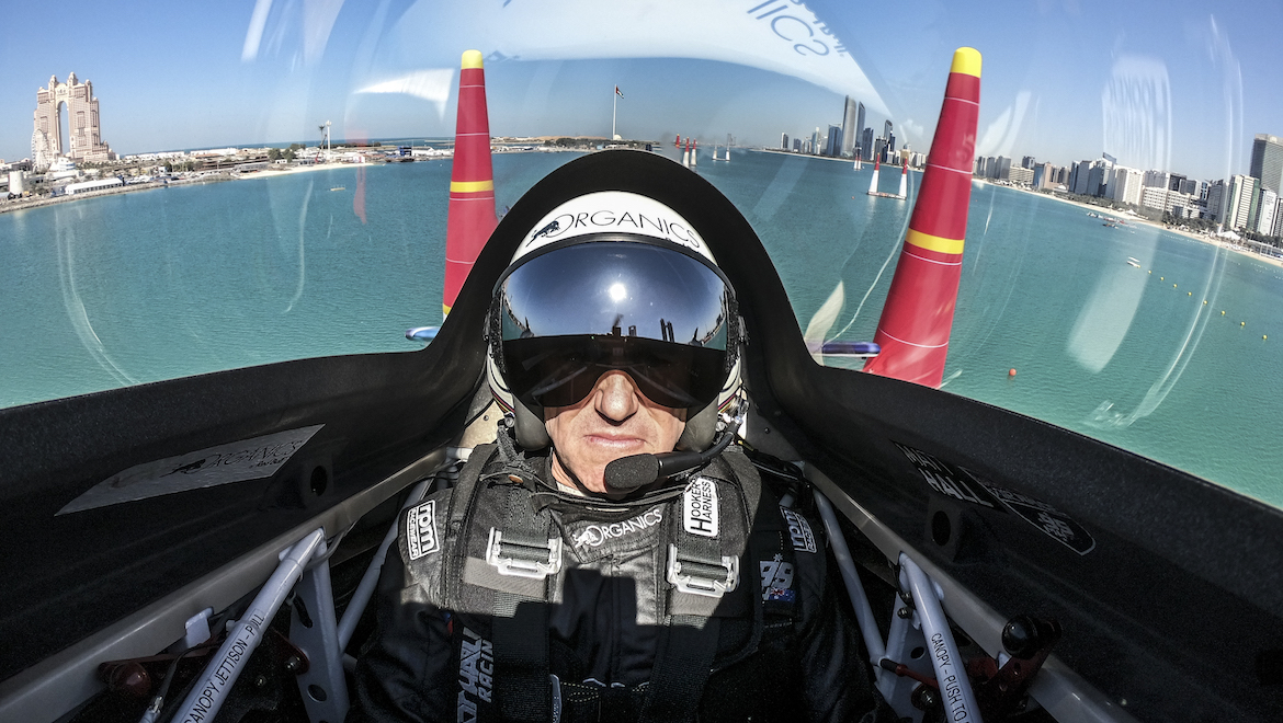 Matt Hall performs during a training session at the first round of the Red Bull Air Race World Championship at Abu Dhabi. (Red Bull Content Pool)
