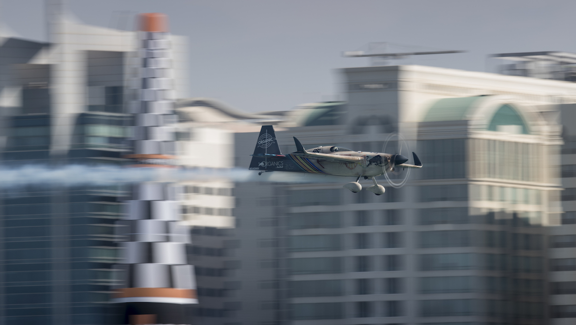 Matt Hall during first round of the Red Bull Air Race World Championship at Abu Dhabi. (Red Bull Content Pool)