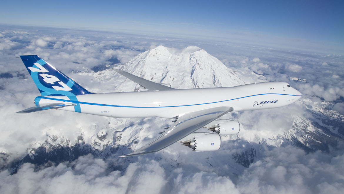 RC501 flies past Washington State’s iconic Mount Rainier during its 3hr 49min first flight. (Boeing)