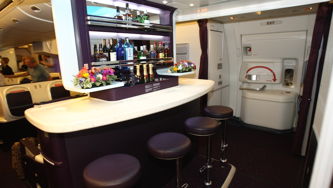 The Boeing 777-300ERs all feature an on-board bar for business class passengers. (Paul Sadler)