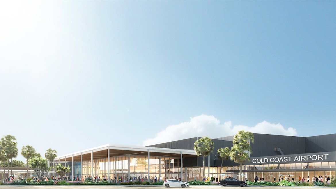 An artist's impression of the redeveloped Gold Coast Airport. (Gold Coast Airport/Twitter)