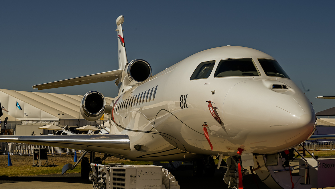 The Dassault Falcon 8X was on display at the 2019 Avalon Airshow. (Mark Jessop)