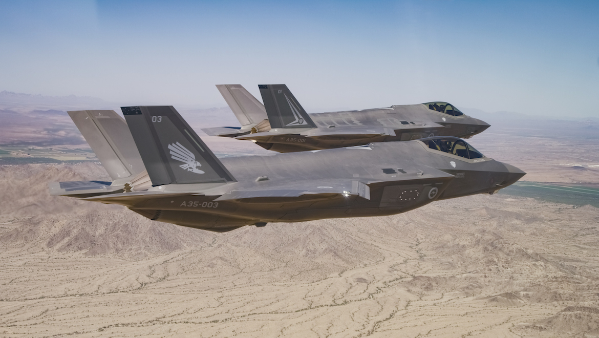 A pair of F-35s in the air. (Defence)