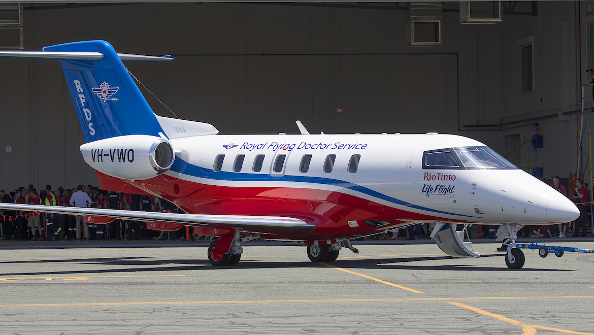 A file image of RFDS WA Pilatus PC-24 VH-VWO at Perth Airport. (Keith Anderson)