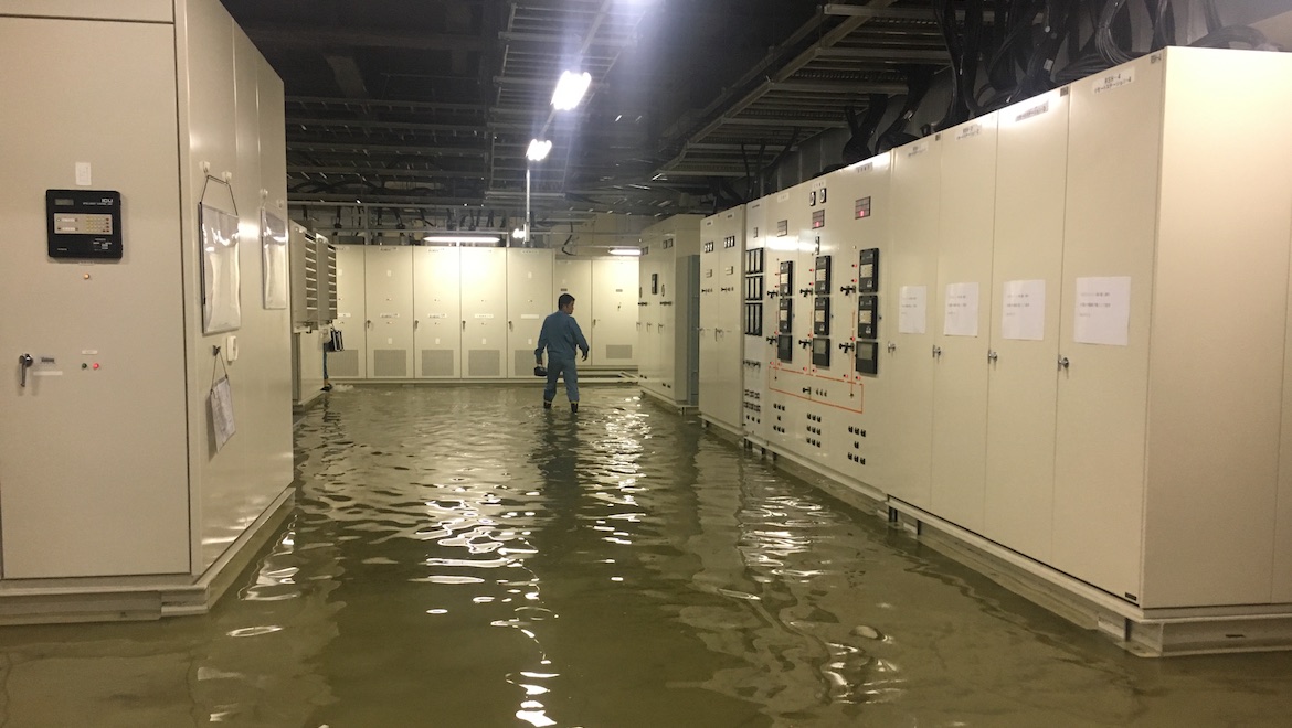 Airport utilities in basement and low-lying areas received water damage. (Kansai Airports)