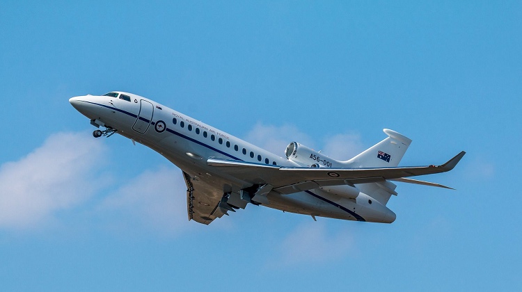 The first Dassault Falcon 7X in Royal Australian Air Force livery. (Julien Chierici)