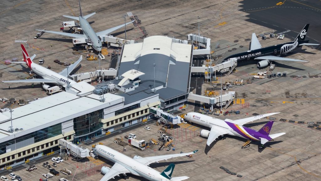 An aerial look at Auckland Airport international terminal. (Seth Jaworski)