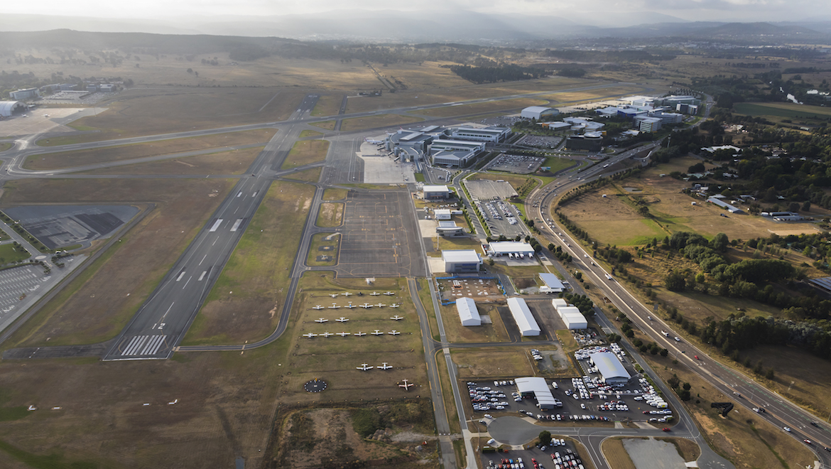 An aerial view of Canberra Airport. (Seth Jaworski)